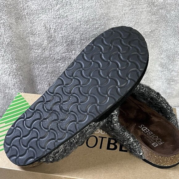 White Mountain Footbeds Clog Slip On Women’s Sz 8M Black Suede Sweater Trim - Picture 7 of 9